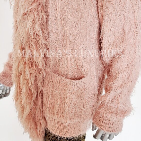GUCCI SWEATER FUR EFFECT STITCH ROSE WOOL CARDIGAN w G LOGO sz L / LARGE - Picture 6 of 11